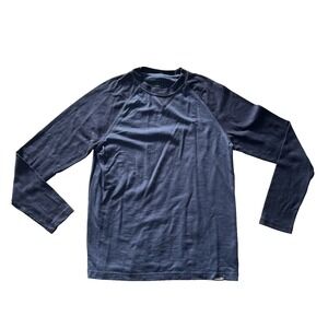 Eddie Bauer Men's Size M Henley Navy Blue Colorblock Long Sleeve Shirt Basic